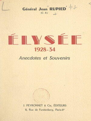 cover image of Élysée, 1928-34